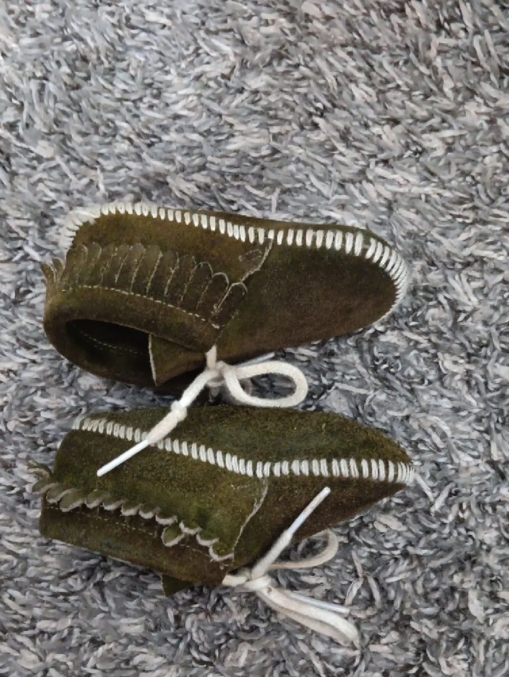 Baby Olive Green Suede Moccasin Shoes